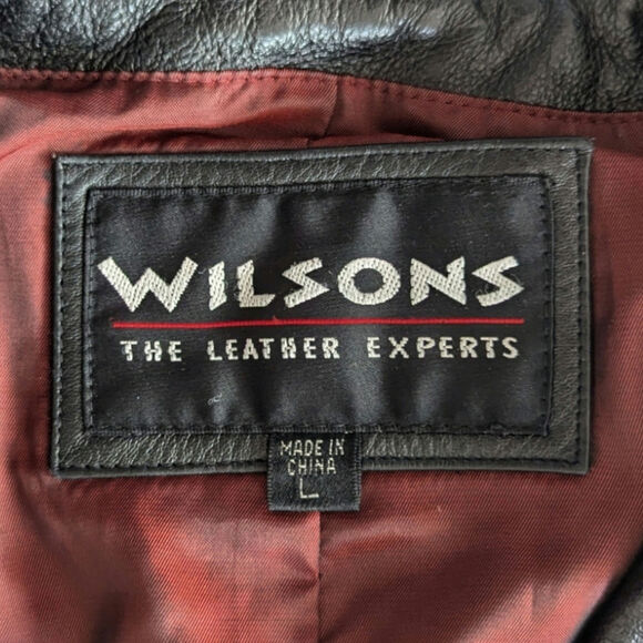 Vintage 90s WILSON Women's L Leather 3-button Long sleeve Jacket Black Retro - Picture 4 of 10